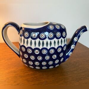 Polish Pottery Boleslawiec Blue and White Ceramic Watering Can